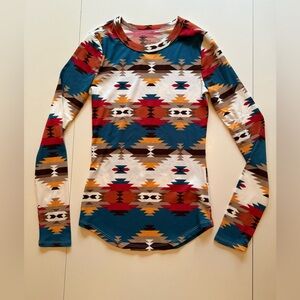 No Boundaries Multicolor Aztec Long Sleeve Top